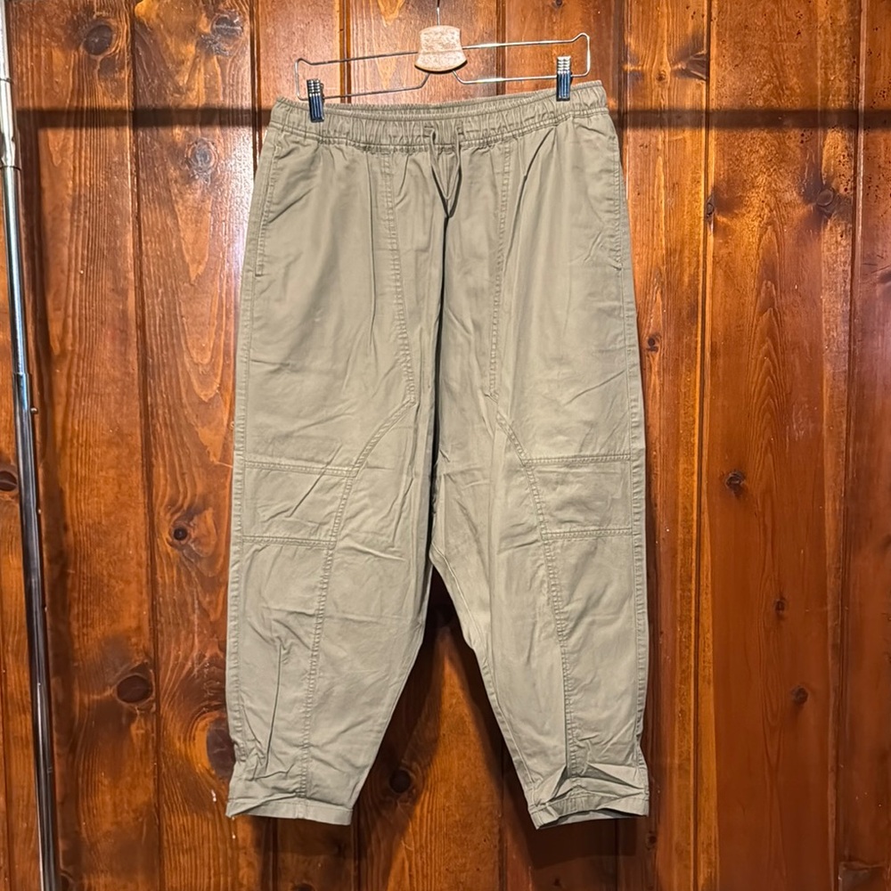ASOS Tan Cargo Pants with Elastic Waistband, dropcrotch